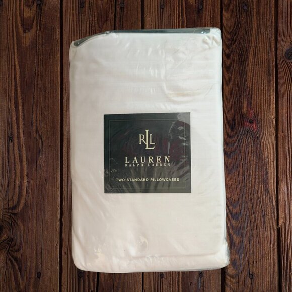 NEW Vintage Y2K RALPH LAUREN Subtle Stripe Magnolia White Standard Pillowcases - Picture 1 of 4
